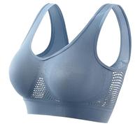 Supreme Support Wirefree Sports Bra - Large Size Yoga Running Crop Top with Padded Seamless Design, Breathable Mesh Anti-Bounce for High Impact Workouts Breathable 4-Way Stretch Fabric Blue