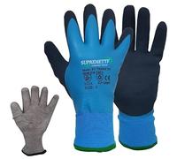 Supreme TTF 100% Waterproof Gloves for Men and Women, Winter Work Gloves for Cold Weather, Touchsreen, Thermal Gloves for Freezer Work, Fishing and Gardening, With Grip, Blue (Large)