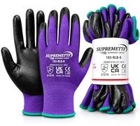 Supreme TTF 103BLB 13 Gauge Purple Nylon Nitrile Coated Superior Grip Industrial Work Gloves - EN388 3121X CE Certified - For Automotive, Mechanics, Builders, Gardening - Pack of 6 Pairs (Large / 9)