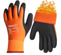 Supreme TTF 2 Pairs Waterproof Thermal Winter Work Gloves Orange Fleece Liner Insulated Warm for Cold Weather Gardening Outdoor Car Washing Fishing Multipurpose (Small)