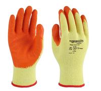 Supreme TTF 24 Pairs Men’s Orange Latex-Coated Safety Gloves - Grip Work Gloves for Building, Gardening, Maintenance & General Handling (Large-9)