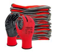 Supreme TTF 24 Pairs PREMIUM NITRILE COATED Red Nylon Work Gloves Builders Gardening Grip (Medium [Size 8])