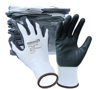 Supreme TTF 24 Pairs White Grey Nitrile Coated Palm Nylon Builders Safety Work Gloves Builders Construction Gardening Grip (XL (Size 10))