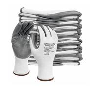Supreme TTF 24 Pairs White Grey Nitrile Coated Palm Nylon Builders Safety Work Gloves Builders Construction Gardening Grip (XXL (Size 11))