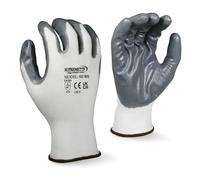 Supreme TTF 240 Pairs NITRILE COATED Red Black White Work Gloves Automotive Builders Mechanic Constructions Gardening GRIP (White Grey, Large [9])