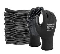 Supreme TTF 240 Pairs NITRILE COATED Red Black White Work Gloves Automotive Builders Mechanic Constructions Gardening GRIP (Black Black, X-Large [10])