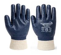 Supreme TTF 6 Pairs Nitrile Work Gloves, Fully Coated, Dark Blue Waterproof, Oil-Resistant, Abrasion-Resistant, Protective Gloves, Nitrile Gloves (Large)