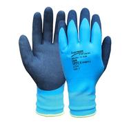 Supreme TTF Aqua Blue Waterproof Work Gloves Fully Latex Coated Nylon Safety Work Gloves [5 Pairs] (Large (Size 9))