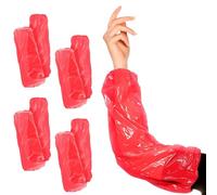 Supreme TTF Disposable Arm Sleeves Disposable Plastic Waterproof Cleaning Arm Protection Red Armsleeves, Oversleeves (300, Red)