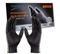 Supreme TTF Extra Strong 8.0 mil Thickness Orange HD Nitrile Powder Free & Latex Free Diamond Grip Gloves Box of 50 Gloves (Black, XL (Size 10))