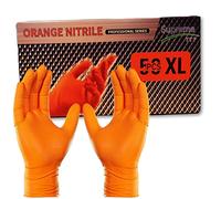 Supreme TTF Extra Strong 8.0 mil Thickness Orange HD Nitrile Powder Free & Latex Free Diamond Grip Gloves Box of 50 Gloves (Orange, XL (Size 10))