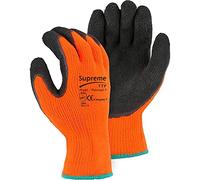 Supreme TTF Orange Thermal Insulated Winter Work Gloves Black Latex Coated Cold Safety Freezer Gardening (Size -M/8) (6 Pairs)