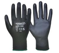 Supreme TTF Pack of 12 or 240 Work and Gardening Gloves, Safety Gloves, Black Nylon PU Coated Workwear Gloves for Builder, Gardener, Mechanic, Construction, Warehouse etc (240, MEDIUM-8)