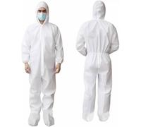 Supreme TTF Pack of 5 - Disposable Work Overall with Hood, Chemical Protection Type 5/6, Waterproof Coverall Suit, Industrial Safety Workwear, Men Women (L)