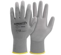 Supreme TTF PU Coated Safety Work Gloves - Men Builders, Gardening Gloves High Grip Nylon Multi Purpose Grey Pack (120, Extra Large)