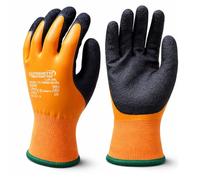 Supreme TTF Waterproof Thermal Work Gloves, Double Latex Coated, Orange-Black, Size 8, Nylon Knit Liner (Medium [Size 8])
