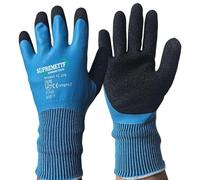 Supreme TTF Waterproof Work Gloves Superior Grip Double Latex Coating for Maintenance Garden Builders Mechanics Logistics Warehousing Outdoor Activities (1, Large)