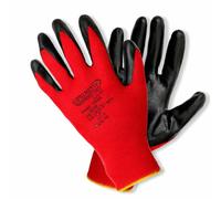 Supreme TTF Work Gloves Red Nitrile Coated Gloves, Heavy Duty Non-Slip Grip for Building and Gardening Warehouse Gloves PREMIUM Quality (24, Red, Medium)