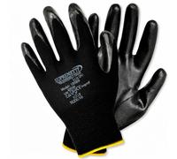 Supreme TTF Work Gloves Red Nitrile Coated Gloves, Heavy Duty Non-Slip Grip for Building and Gardening Warehouse Gloves PREMIUM Quality (1, Black, Small)