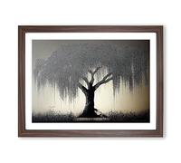 Supreme Weeping Willow Tree Framed Print | A2 Walnut Framed Wall Art | Ready to Hang | Modern Floral Picture | Living Room Bedroom Lounge Office