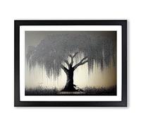 Supreme Weeping Willow Tree H1022 Framed Print for Living Room Bedroom Home Office Décor, Wall Art Picture Ready to Hang, Black A4 Frame (34 x 25 cm)