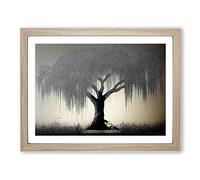 Supreme Weeping Willow Tree H1022 Framed Print for Living Room Bedroom Home Office Décor, Wall Art Picture Ready to Hang, Oak A2 Frame (64 x 46 cm)