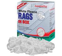 SupremePlus Recycled White Fleece 25 lbs. Compressed Box of Rags - Ultra Soft & Absorbent Wiping Cloths for Oil, Grease, Dust & General Cleanup - Shop Rags for Garage, Workshop & Industrial Use