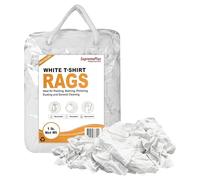 SupremePlus Recycled White T-Shirt Cleaning Rags - Shop Rags Bulk for Oil, Stain, Grease, Paint, and Auto Cleaning, Multipurpose White Cotton Rags (1 lb. Bag - Pack of 1)