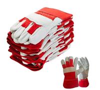 SupremeTTF 10 PAIRS Red/Yellow Rigger Work Gloves Canadian Leather Heavy Duty Safety Gauntlets Size XL / 10 (Red)