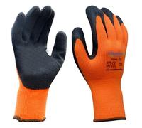 SupremeTTF 12 Pairs Thermal Winter Gloves Orange Latex Rubber Work Gloves Builders Gardening Grip (Large-9)