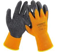 SupremeTTF 12 Pairs Thermal Winter Gloves Orange Latex Rubber Work Gloves Builders Gardening Grip (Medium-8)