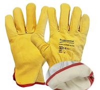 SupremeTTF 2 Pairs Drivers Work Gloves Soft Cotton Lined Leather Mens Work gloves Gardening Constructions (Large)