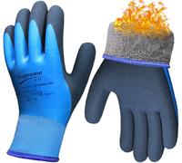 SupremeTTF 2 Pairs Waterproof Thermal Winter Work Gloves Polar Fleece Liner Superior Grip Double Latex Coating for Garden Logistics Warehousing in Cold Weather Outdoor Activities (Large-9)