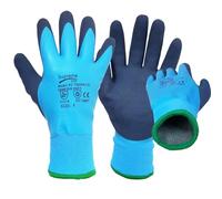 SupremeTTF 2 Pairs Waterproof Thermal Winter Work Gloves Polar Fleece Liner Superior Grip Double Latex Coating for Garden Logistics Warehousing in Cold Weather Outdoor Activities (Small-7)