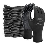SupremeTTF 24 Pair Black Work Gloves Nitrile coated Gloves Builder's gloves Gardening Gloves Construction Warehouse use gloves (M [8])