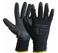 SupremeTTF Pack of 24 Safety Gloves, Work Gloves, with Secure Grip on Palm & Fingers, PU and Nylon Non-Slip Gloves, Ideal for General Duty Work, Gardening. (2XL-11)