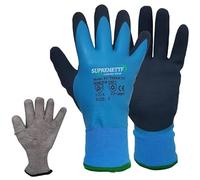 SUPREMETTF SUPREMELY TOUGH 100% Waterproof Gloves for Men and Women, Winter Work Gloves for Cold Weather, Touchsreen, Thermal Gloves for Freezer Work, Fishing and Gardening, With Grip, Blue (XL)