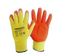 SUPREMETTF SUPREMELY TOUGH 240 Pair Palm Latex Coated Orange Rubber Work Gloves Mens Safety Builders Gardening Scaffolding Mens Safety Gloves Wholesale (XL)