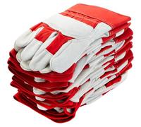 SUPREMETTF SUPREMELY TOUGH 5 Pairs Red Rigger Work Gloves Canadian Leather Heavy Duty Safety Gauntlets Size XL YELLOW (Red)