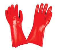 SUPREMETTF SUPREMELY TOUGH 6 Pairs Red PVC Rubber Coated Work Glove 16" Long Arm Heavy Duty Safety Gauntlet Protective Gloves Size XL