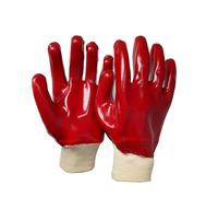 SUPREMETTF SUPREMELY TOUGH Pack of 6 Pairs Red Pvc Coated Gloves Size Large - Elasticated Cuffs for Comfort, Tear Resistant | Diy Health & Safety Work Gloves, Flexible & Comfy