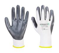 SUPREMETTF SUPREMELY TOUGH PREMIUM NITRILE COATED Red Nylon Work Gloves Builders Gardening Grip (WHITE GREY, XL- 10)