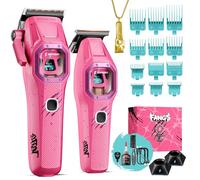 SUPRENT Fangs Professional Barber Clippers - High-Performance 13,000 RPM Vector Motor Hair Clipper Barber Trimmer Set, Professional Haircutting Kit with AI Speed Control, Patented U-Teeth Blade (PINK)