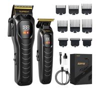 SUPRENT Hair Clippers for Men Professional, Quiet Mens Hair Clipper&Trimmer | 6000RPM Motor, LED Display, Guide Combs, Cordless Barber Hair Cutting Kits for Home-Black