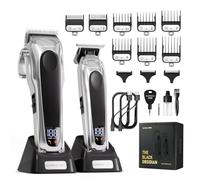 SUPRENT PRO Professional Hair Clippers for Men - High Torque Brushless Motor & DLC Coated Detachable Blade - Cordless Hair Trimmer Set for Barbers with Charging Base - Hair Clipper Kit Silver