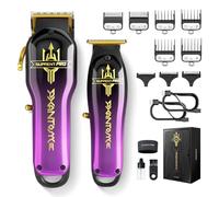 SUPRENT Professional Hair Clippers for Barbers, High-Torque Brushless Motor, DLC Titanium Blades, Zero Gap Trimmer, Hair Cutting kit Men Gift (Purple)