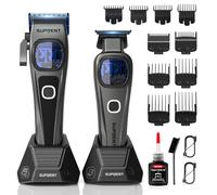 SUPRENT Professional Hair Clippers for Men - Barber Clippers & Zero-gapped Trimmer Combo with Charging Stand, 10000 RPM Motor Speed, Blue Titanium-Coated Blades