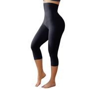 Suprenx Compression Capri Leggings for Women Tummy Control Shapewear Pants High Waisted Trainer Leggings Thigh Slimmer, Black, S