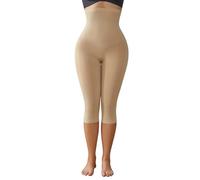 Suprenx Compression Capri Leggings for Women Tummy Control Shapewear Pants High Waisted Trainer Leggings Thigh Slimmer, Beige, XXL