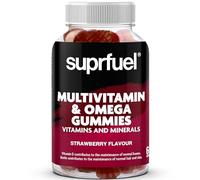 Suprfuel Multivitamin & Omega Gummies-60 Strawberry Flavour Multivitamin and Biotin Gummies-Vegan, Daily Supplement with Omega3, Vitamins A, C, D, E & Biotin-Supports Immune Health, Bones, Hair & Skin